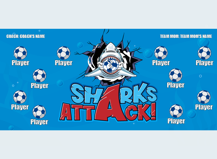 Sharks Attack - Soccer - Pole Pocket Banner