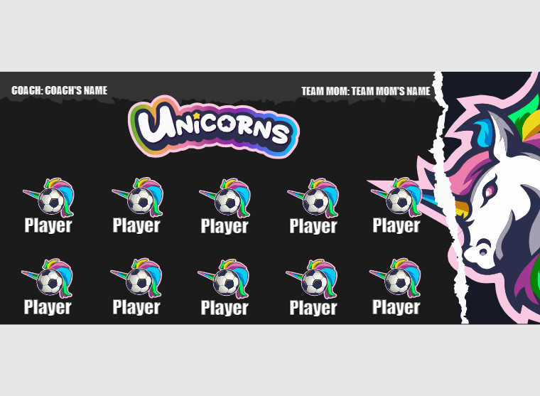 Unicorns 3 - Soccer - Pole Pocket Banner
