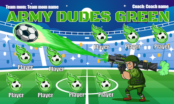 Army Dudes Green - Soccer Banner