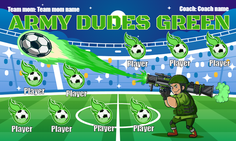 Army Dudes Green - Soccer Banner