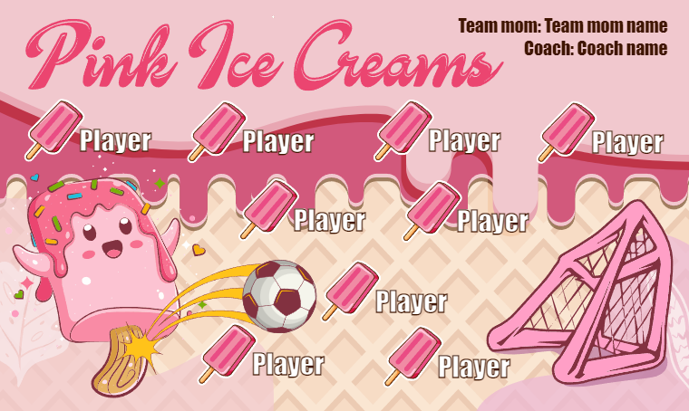 Pink Ice Creams - Soccer Banner