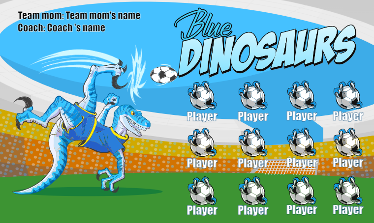 Blue Dinosaurs Soccer Banner