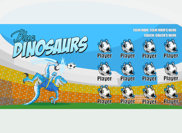 Blue Dinosaurs - Soccer - Pole Pocket Banner