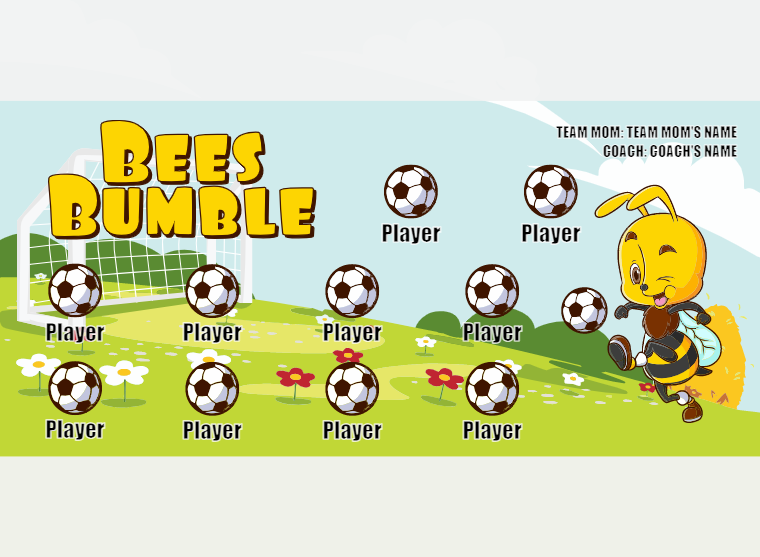 Bees Bumble - Soccer - Pole Pocket Banner