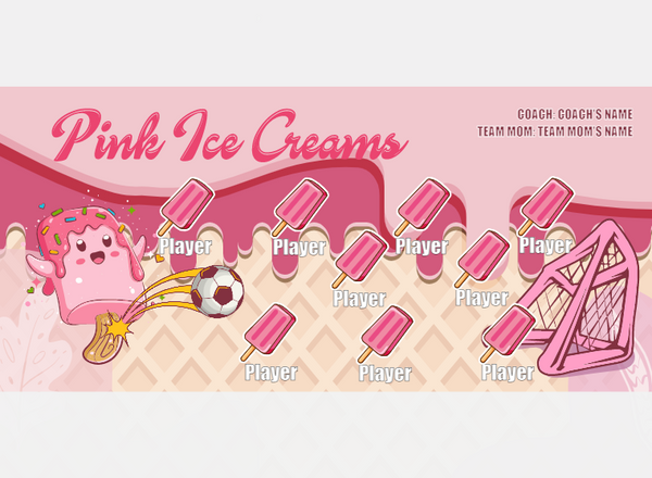 Pink ICE Creams - Soccer - Pole Pocket Banner