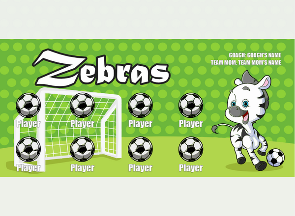 Zebras 1 - Soccer - Pole Pocket Banner