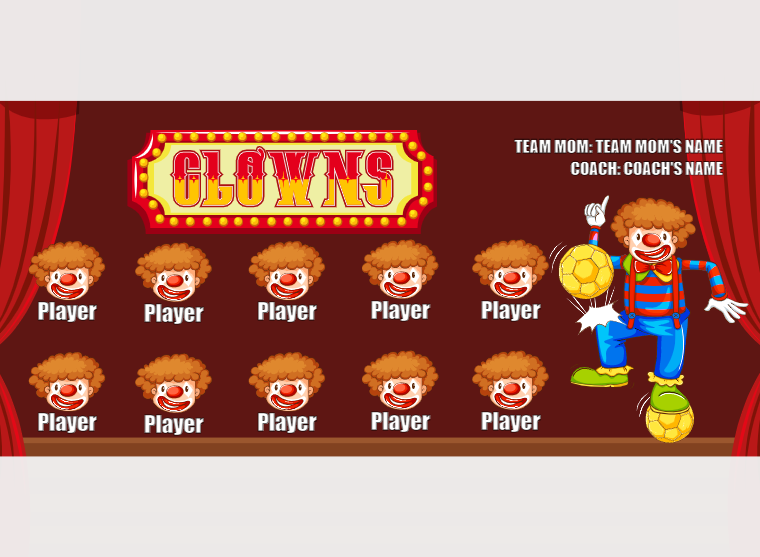 Clowns - Soccer - Pole Pocket Banner