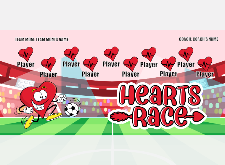 Hearts Race - Soccer - Pole Pocket Banner