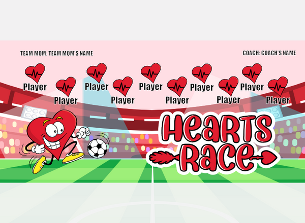 Hearts Race - Soccer - Pole Pocket Banner