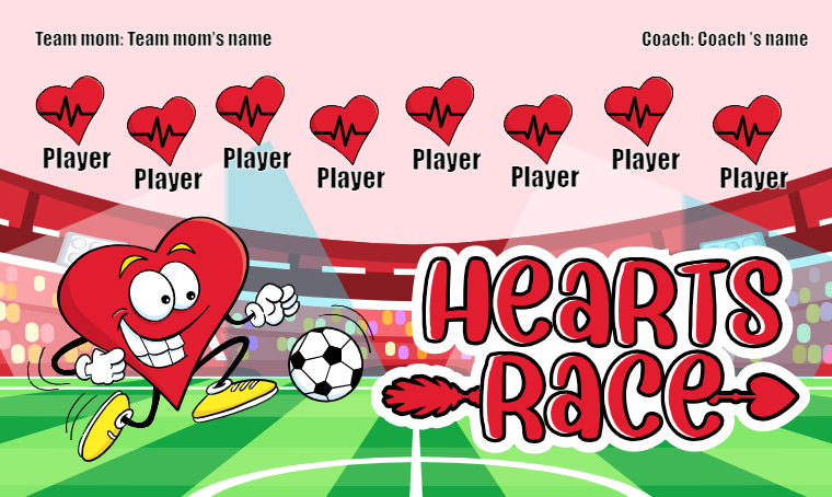 Hearts Race Soccer Banner
