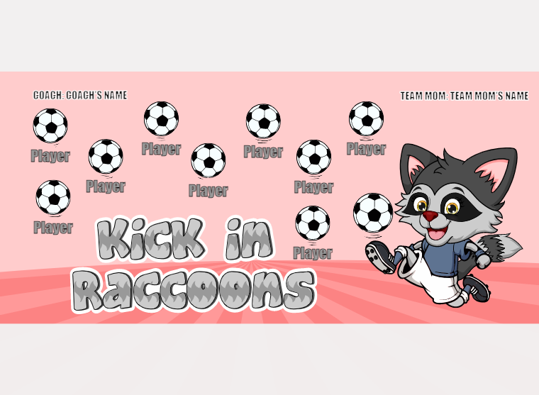 Kick IN Raccoons - Soccer - Pole Pocket Banner