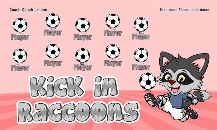 Kick In Raccoons Soccer Banner