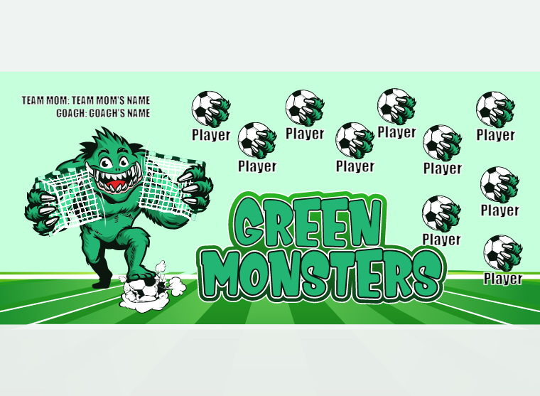 Green Monsters - Soccer - Pole Pocket Banner