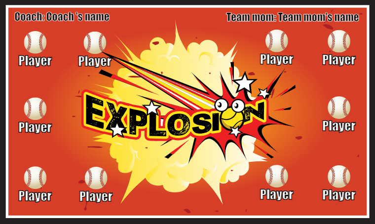 Exploding Softball Vector Explosion - Softball Banner – Team Sport Banners