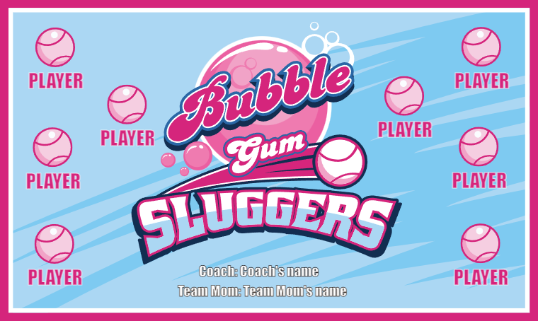 Bubble Gum Sluggers - Softball Banner