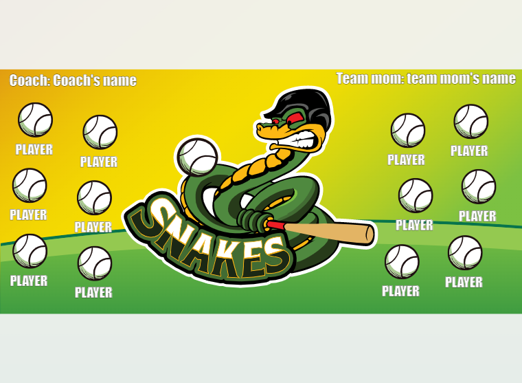 Snakes - Softball - Pole Pocket Banner