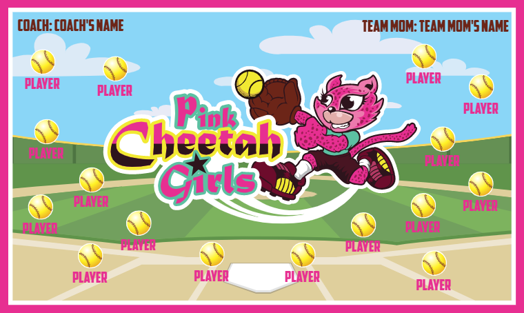 Pink Cheetah Girls - Softball Banner