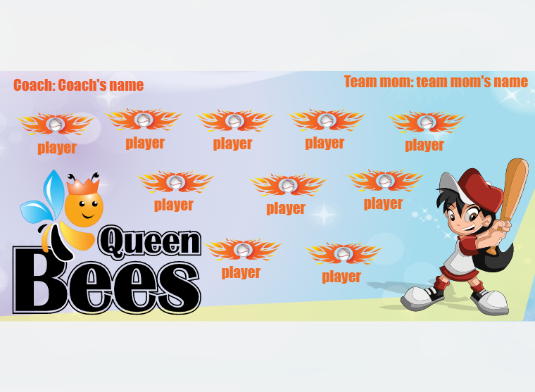 Queen Bees 1 - Softball - Pole Pocket Banner