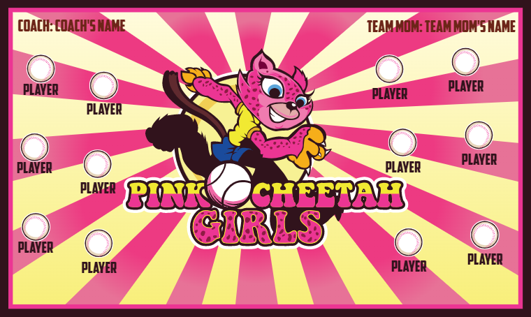 Pink Cheetah Girls - Softball Banner