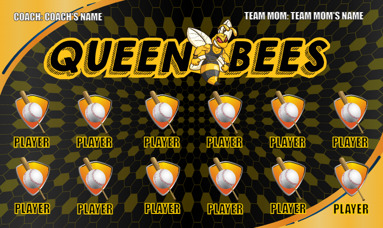 Queen Bees - Softball Banner