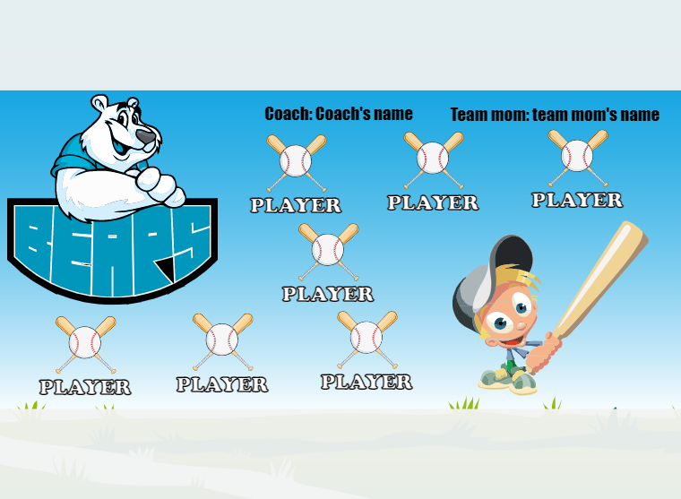Bears 2 - Softball - Pole Pocket Banner