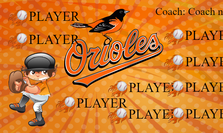 Baltimore Orioles 5 - Baseball Banner