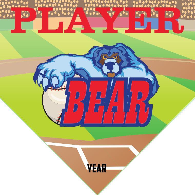 Bear - Home Plate Softball Pennant