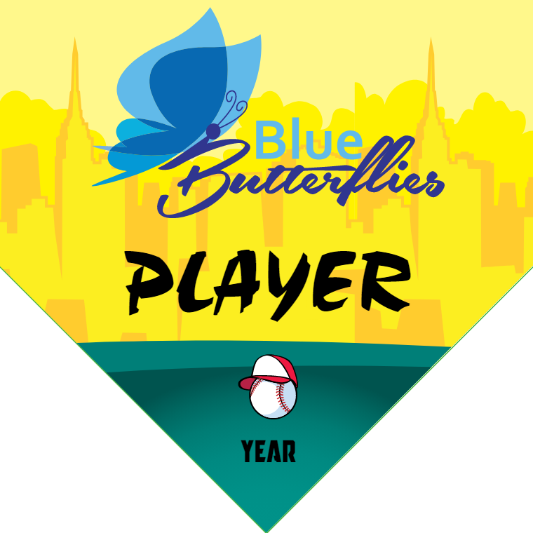 Blue Butterflies - Home Plate Softball Pennant