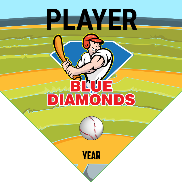 Blue Diamonds - Home Plate Softball Pennant