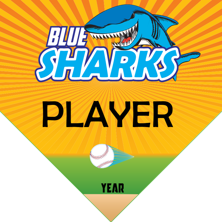 Blue Sharks - Home Plate Softball Pennant