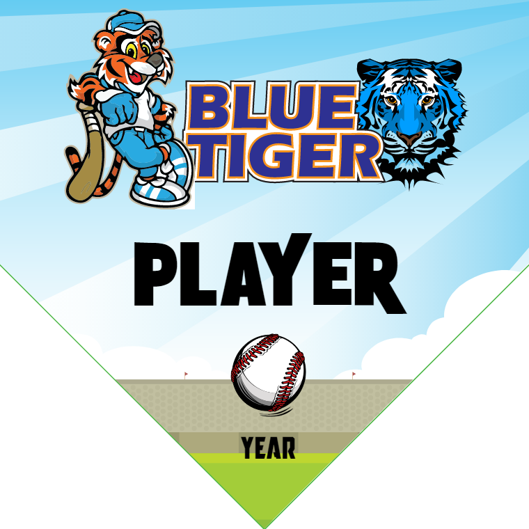 Blue Tiger - Home Plate Softball Pennant