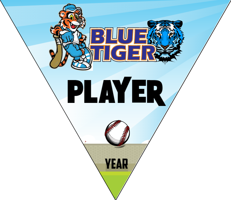 Blue Tiger - Triangle Softball Pennant