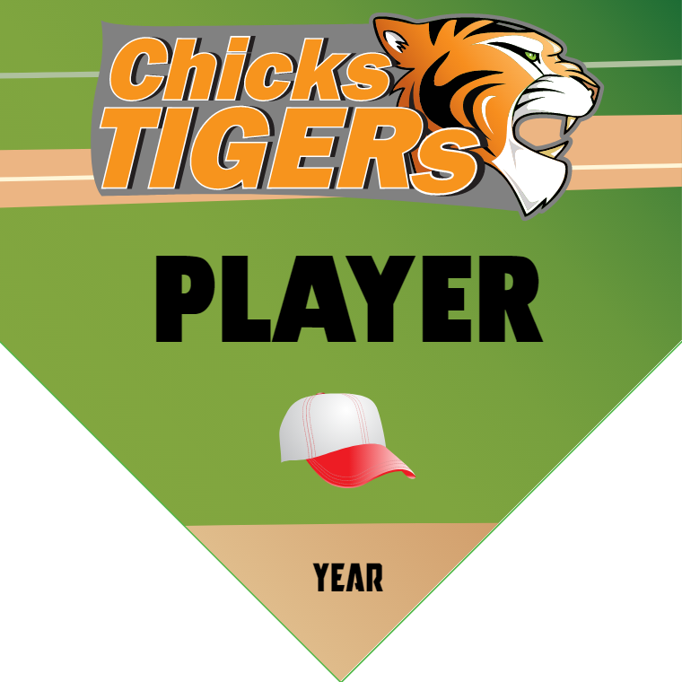 Chicks Tigers - Home Plate Softball Pennant