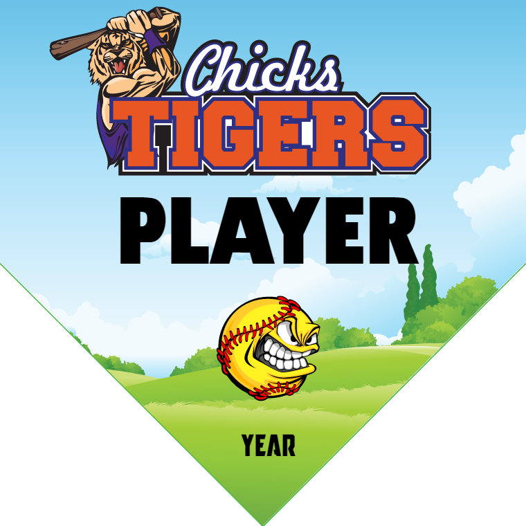Chicks Tigers 2 - Home Plate Softball Pennant