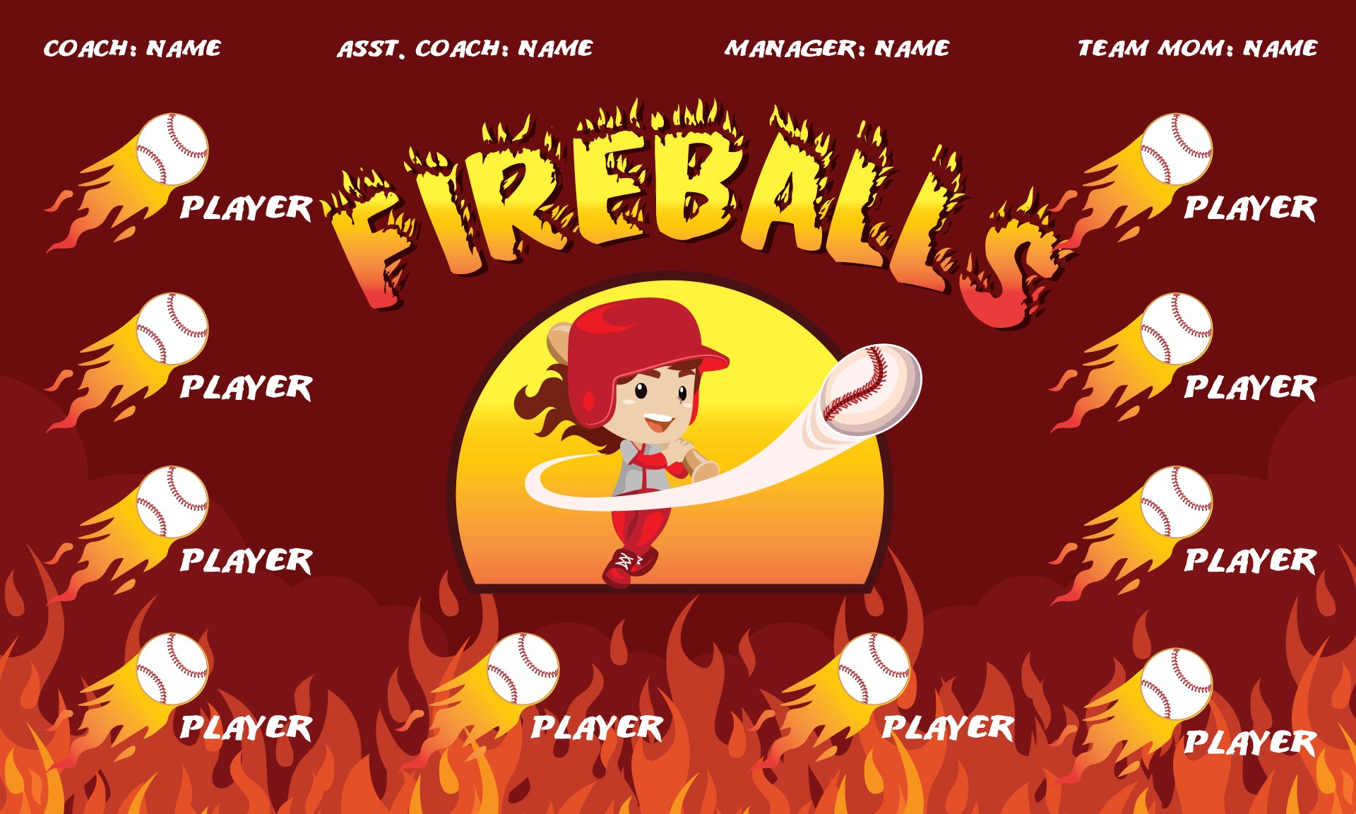 Fire Balls 4 - Softball Banner