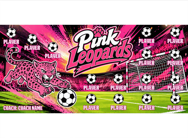 Pink Leopards Soccer Banner