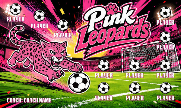 Pink Leopards - Soccer Banner