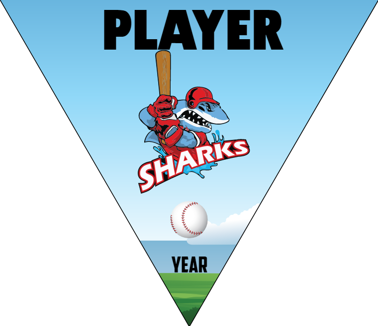 Sharks - Triangle Softball Pennant