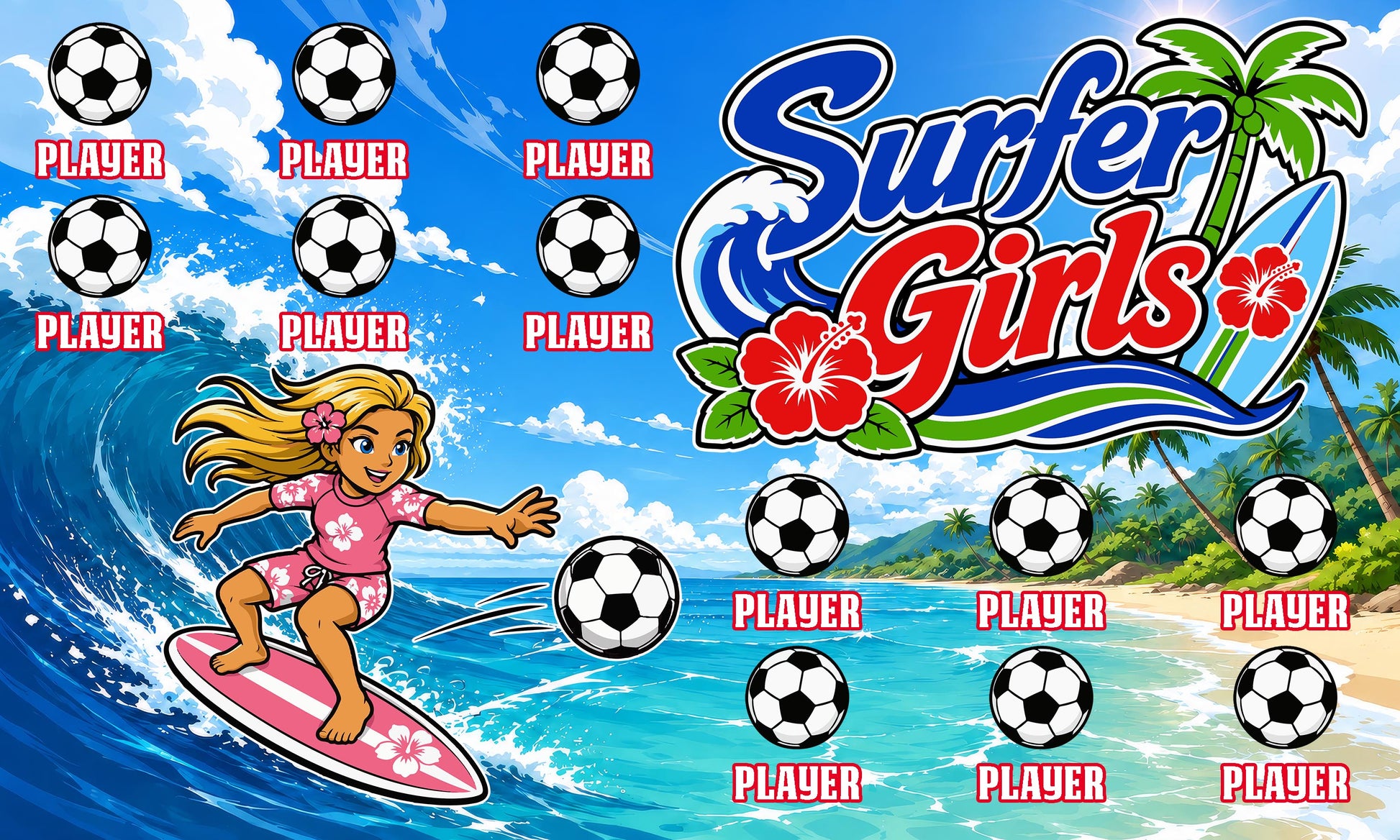Surfer Girls - Soccer Banner