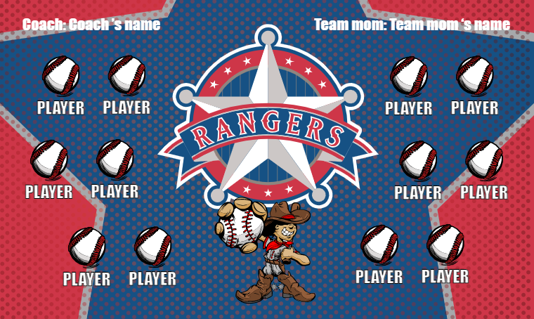 Texas Rangers 5 - Baseball Banner