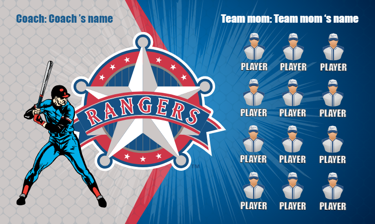 Texas Rangers 6 - Baseball Banner