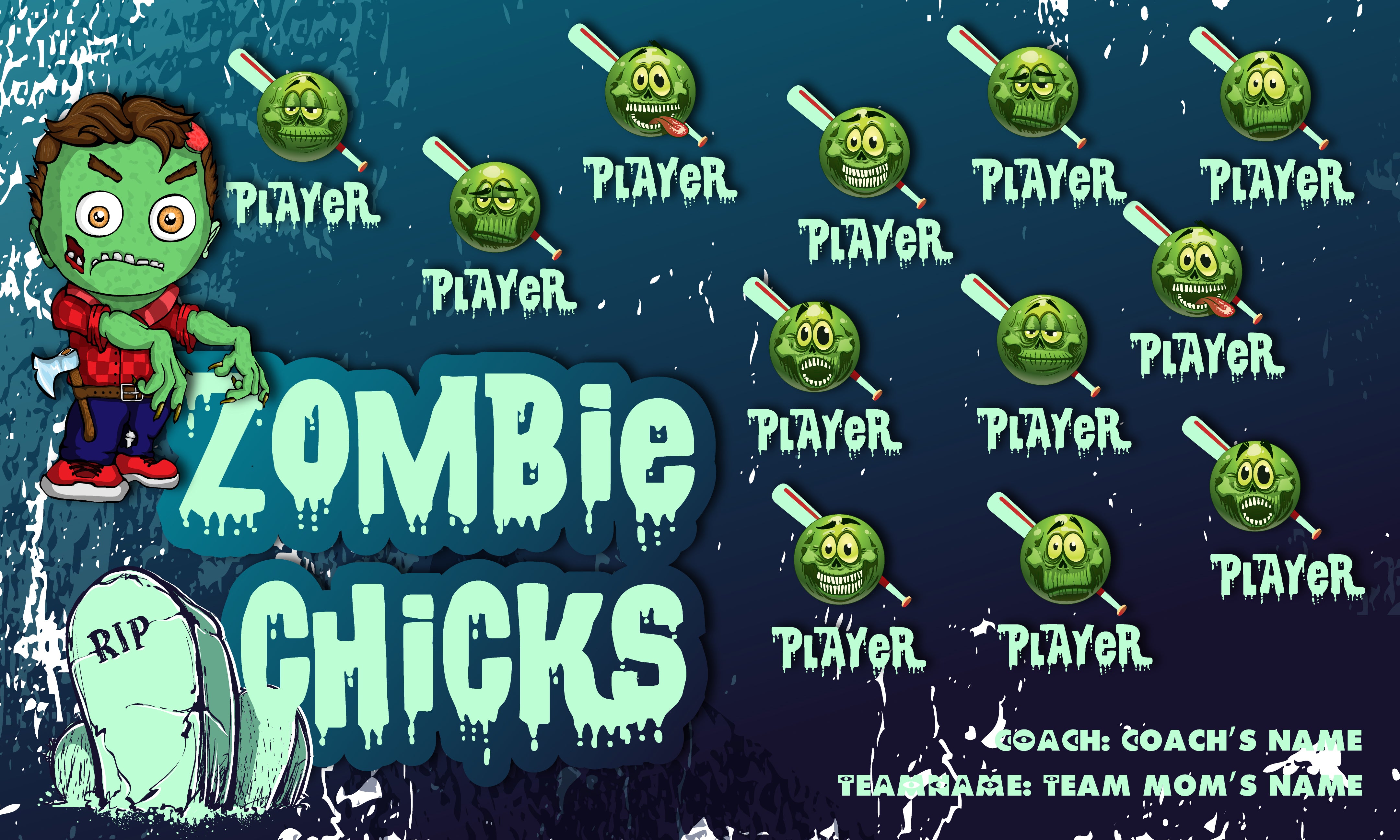 Zombie Chicks - Softball Banner