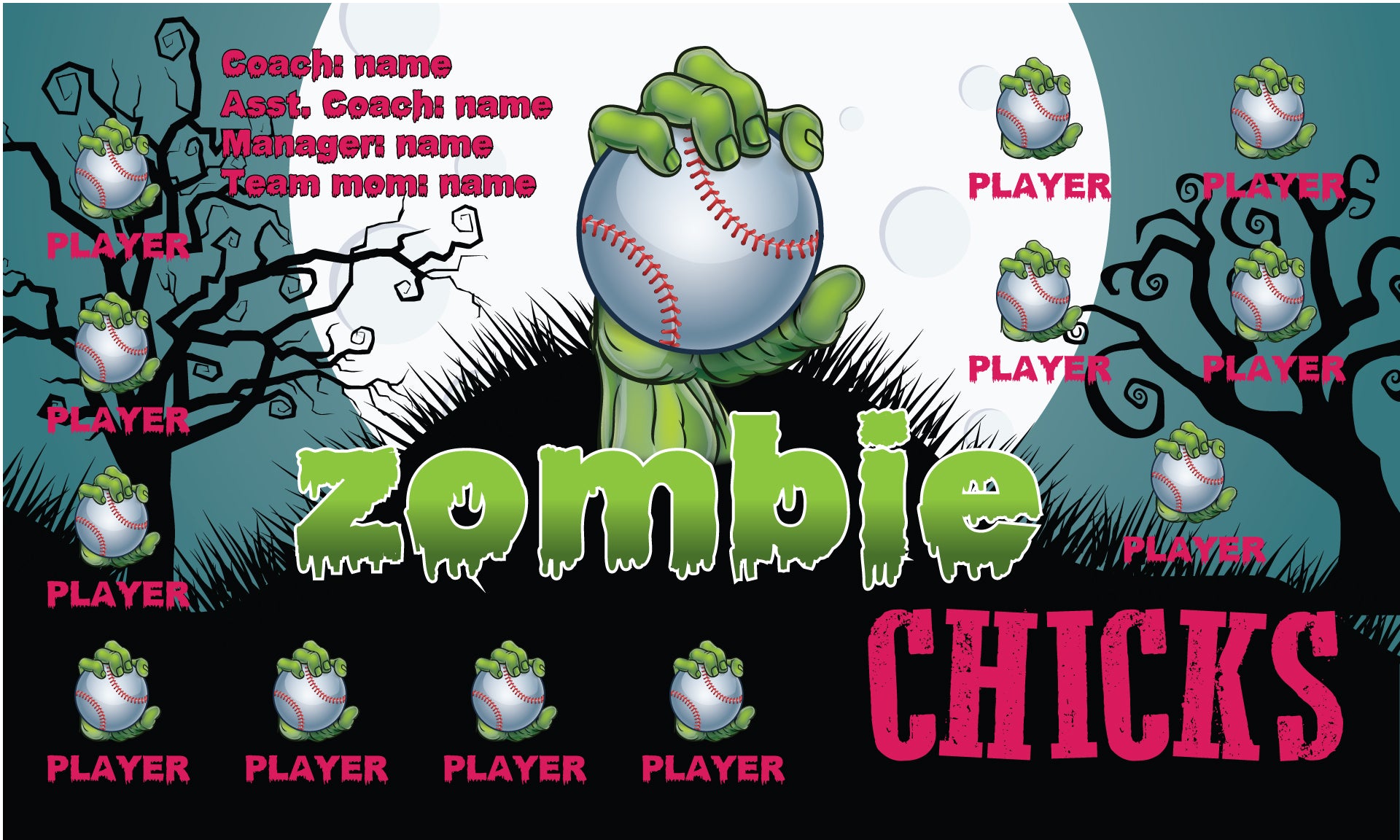 Zombie Chicks 2 - Softball Banner