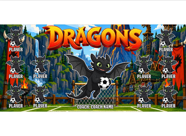 Black Dragons Soccer Banner