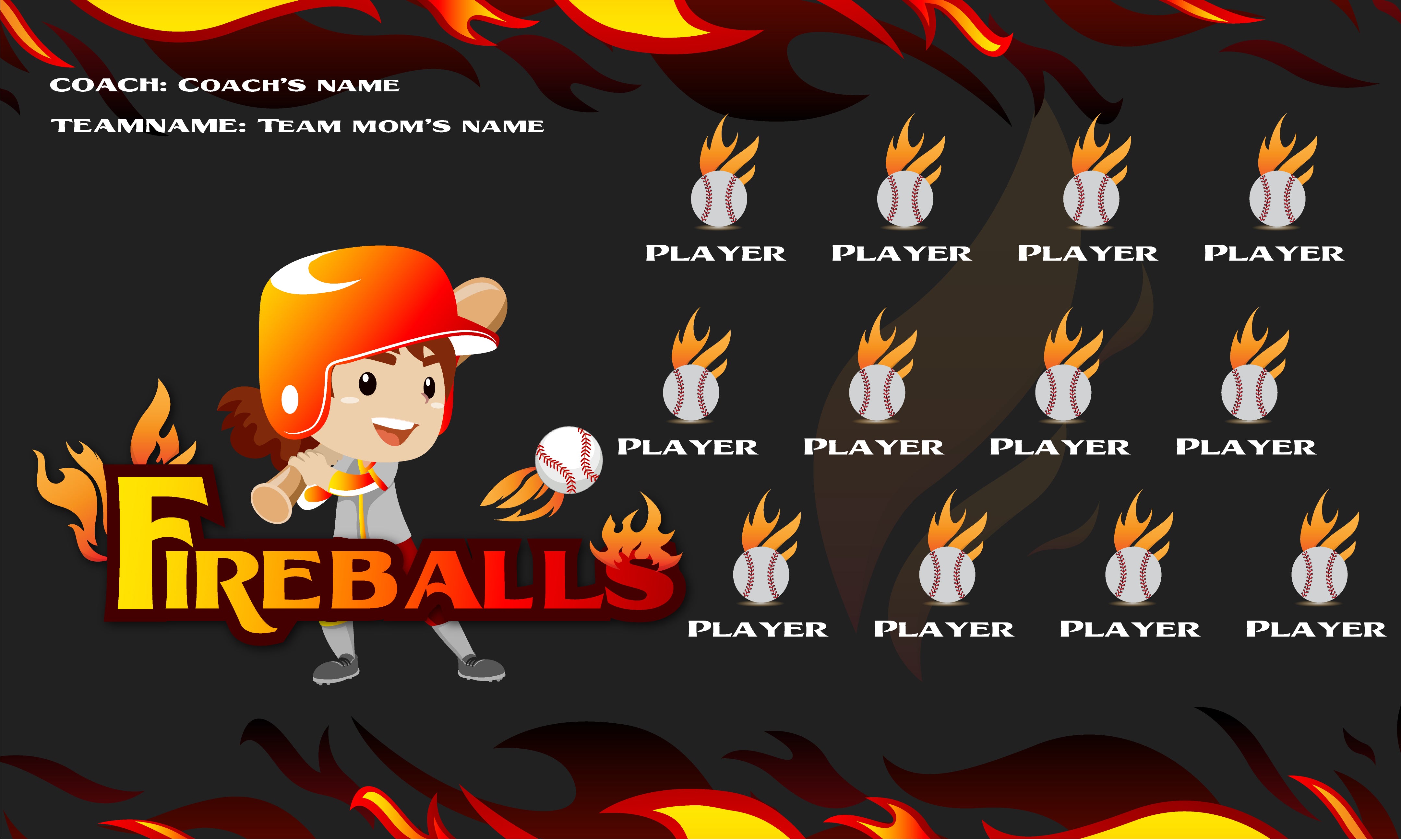 Fire Balls 3 - Softball Banner