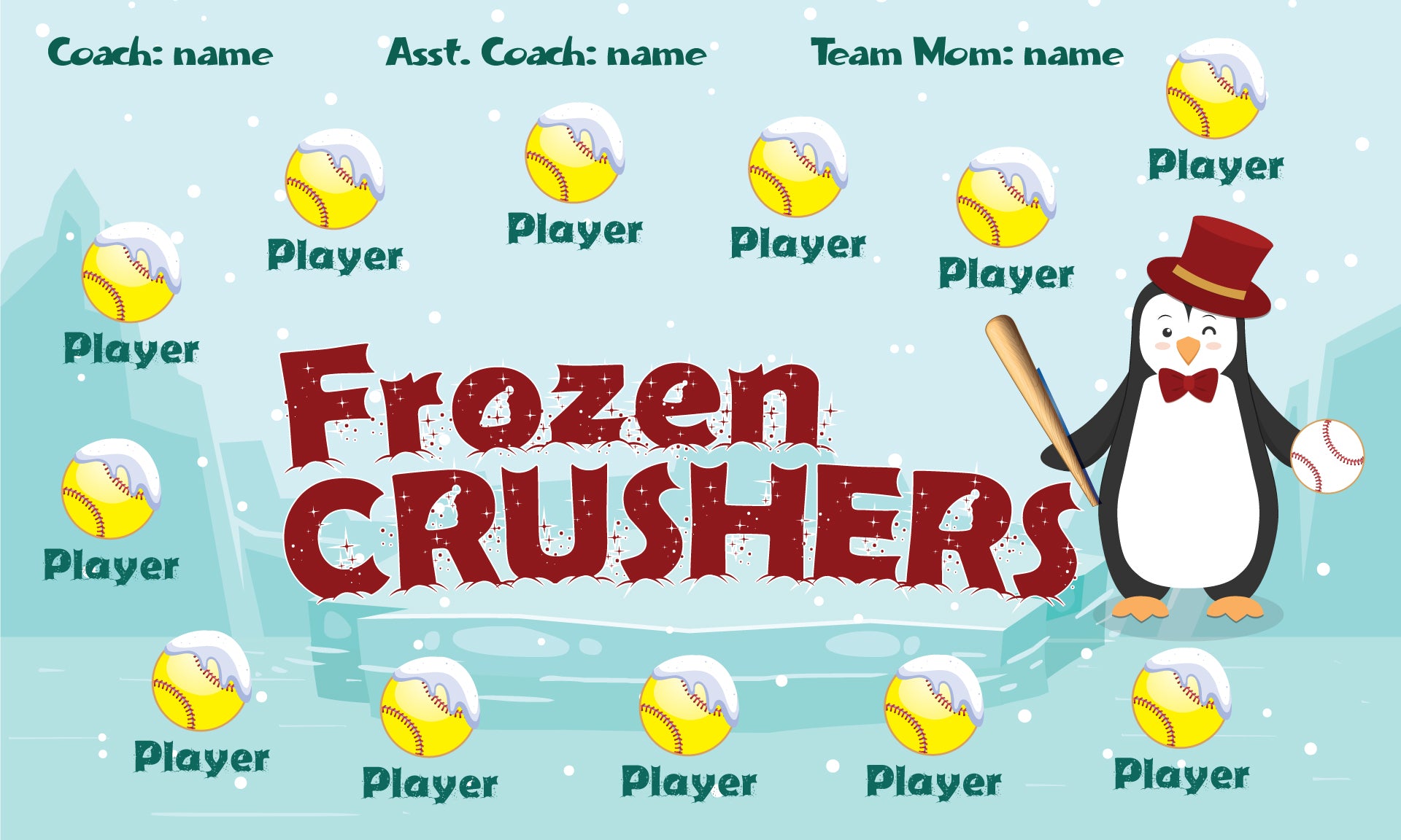 Frozen Crushers - Softball Banner